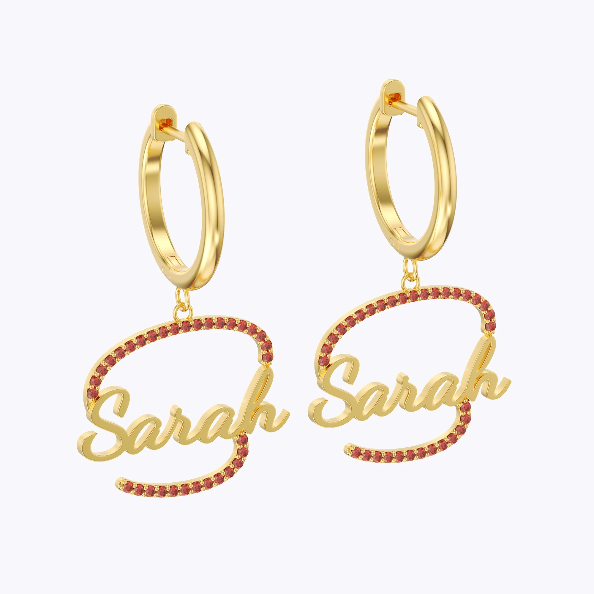 Custom Pavé Initials Name Hoop Earrings
