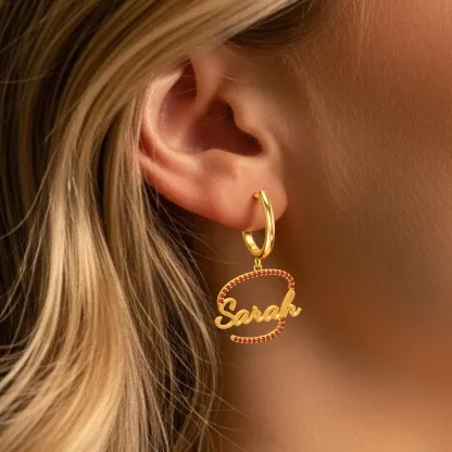 Custom Pavé Initials Name Hoop Earrings