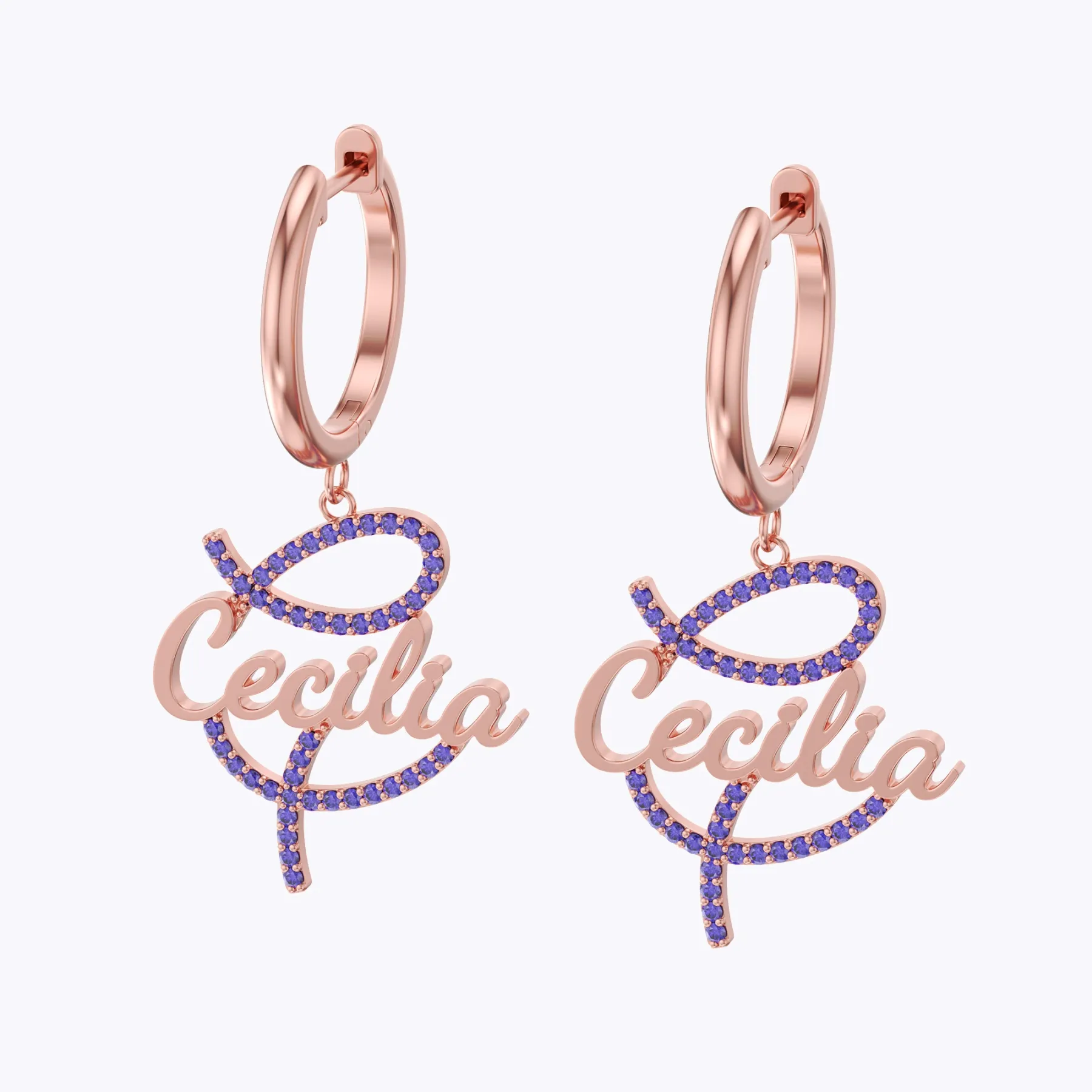 Custom Pavé Initials Name Hoop Earrings