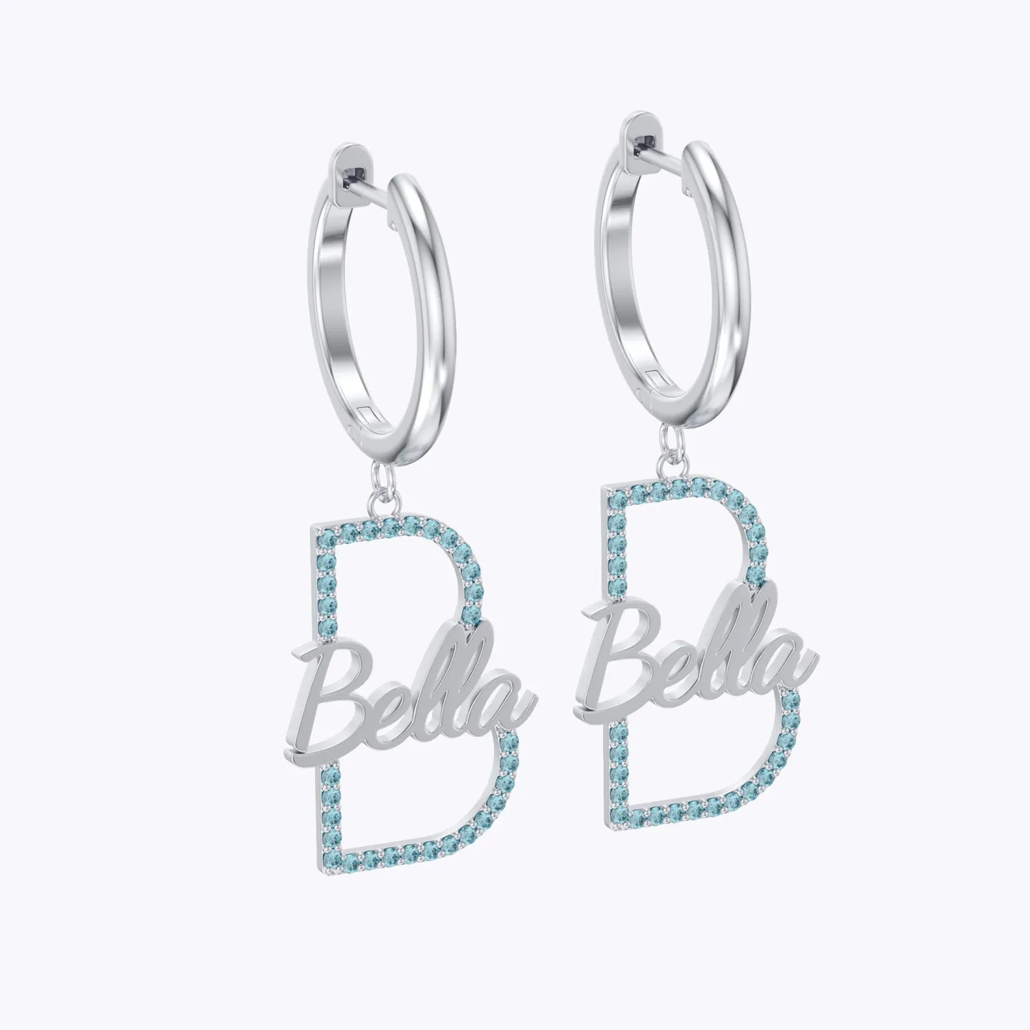 Custom Pavé Initials Name Hoop Earrings
