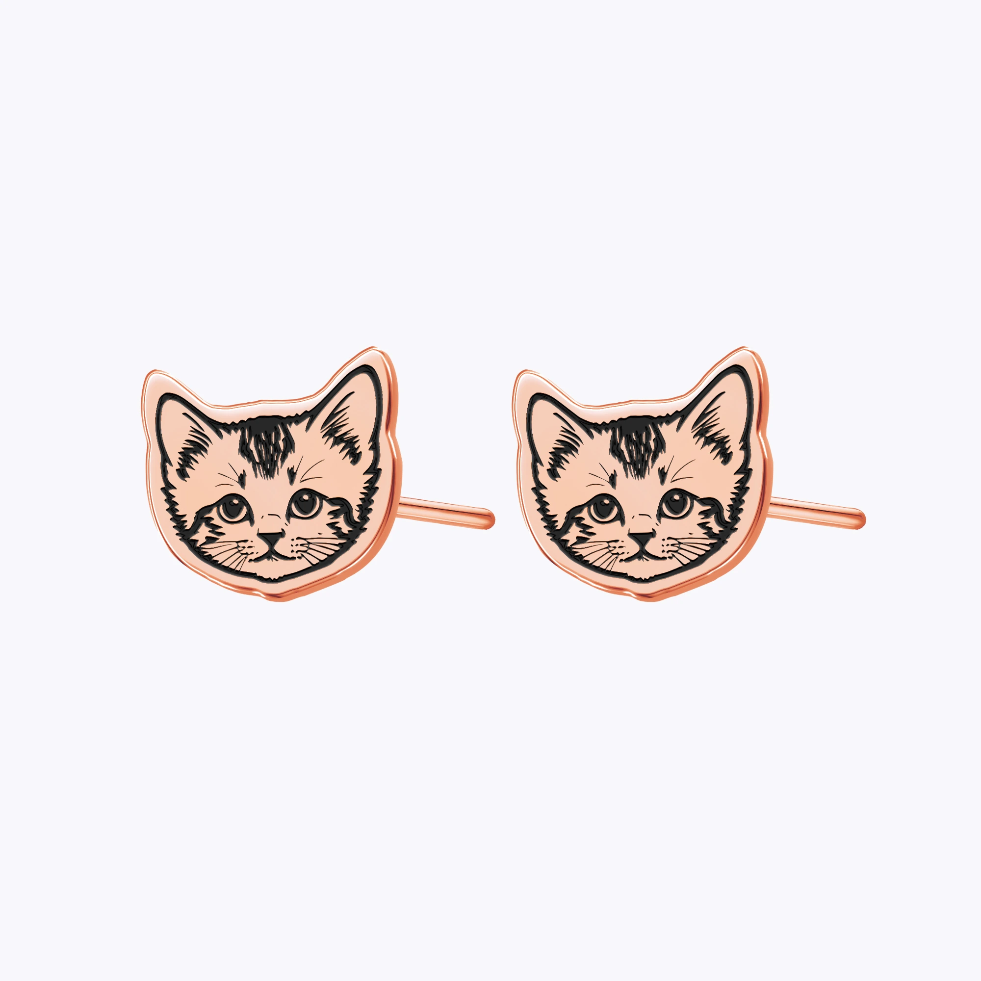 Custom Engraved Cat Dog Face Photo Studs