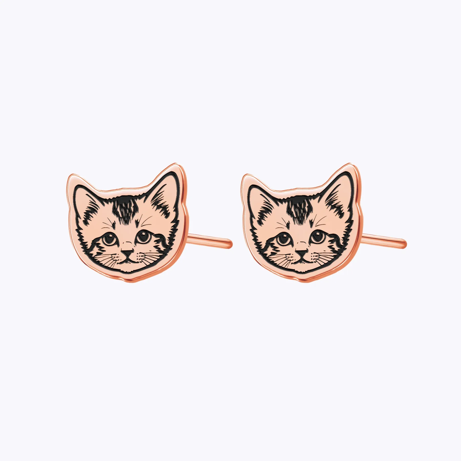 Custom Engraved Cat Dog Face Photo Studs