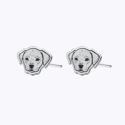 Custom Engraved Cat Dog Face Photo Studs