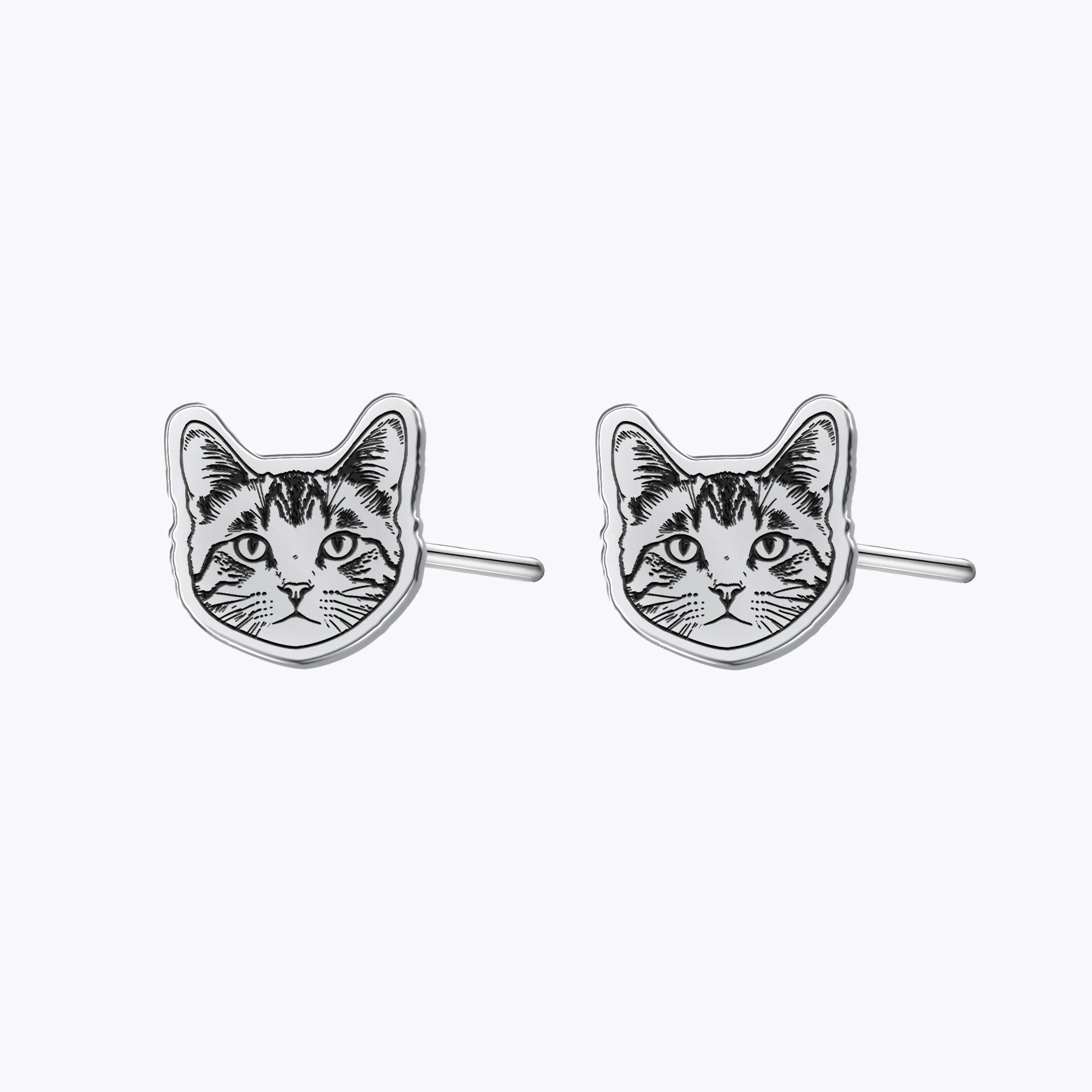 Custom Engraved Cat Dog Face Photo Studs