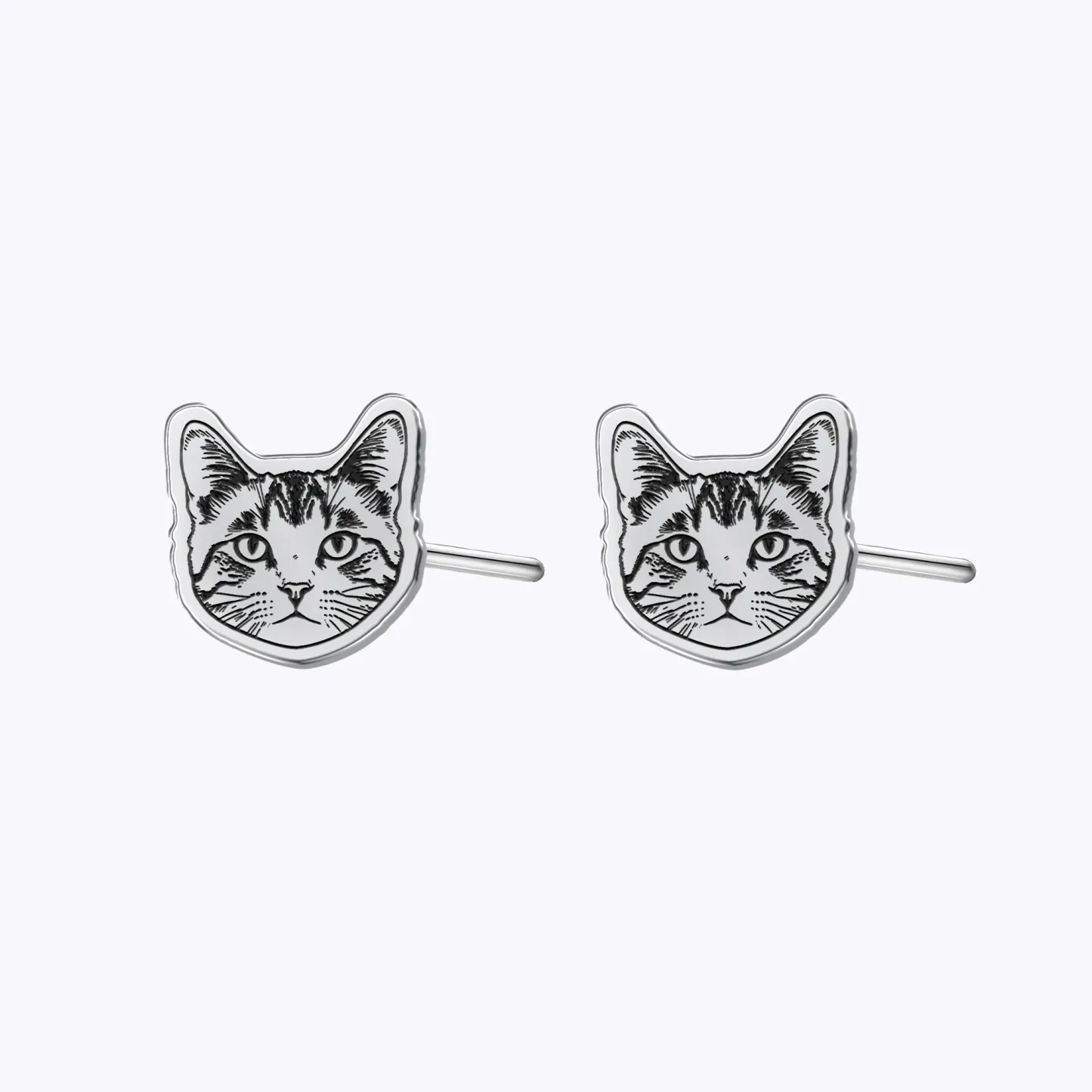 Custom Engraved Cat Dog Face Photo Studs