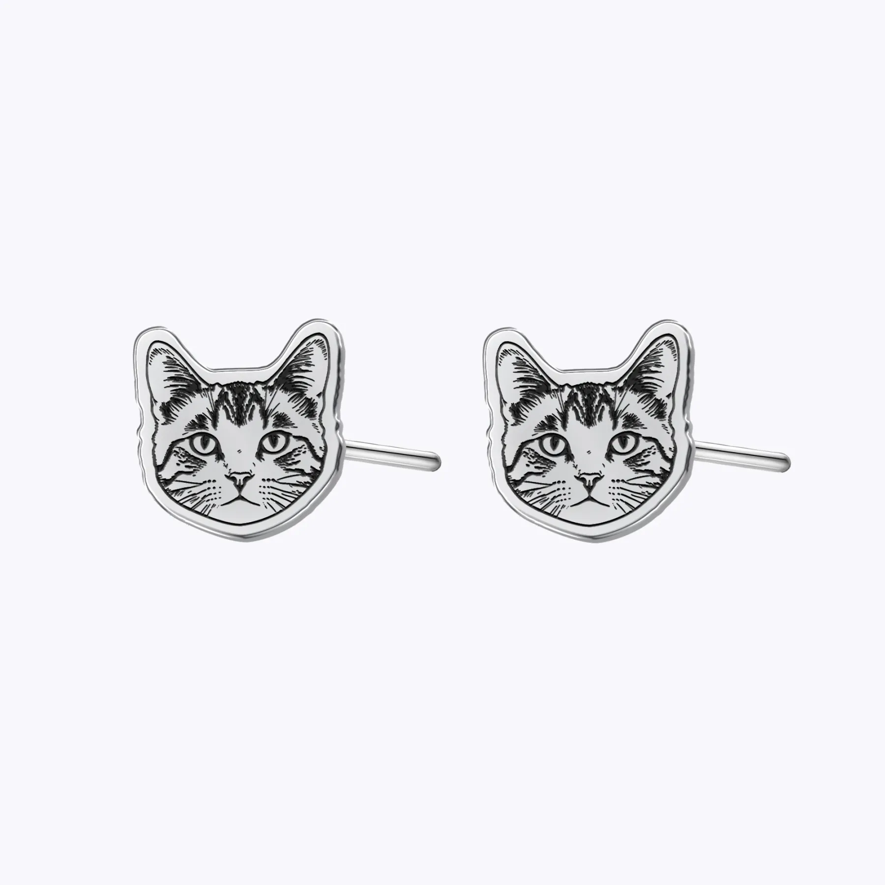 Custom Engraved Cat Dog Face Photo Studs
