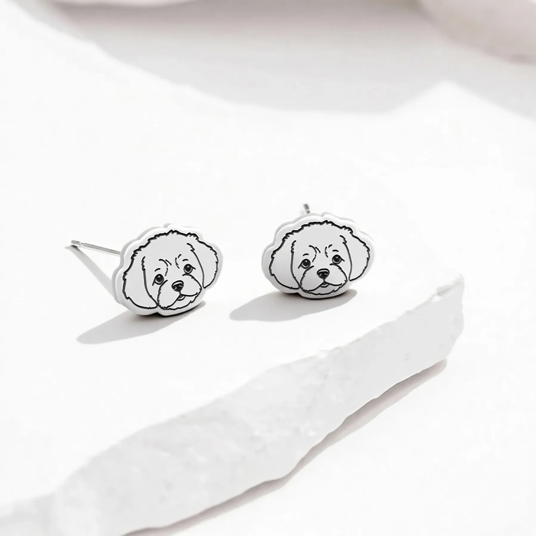 Custom Engraved Cat Dog Face Photo Studs