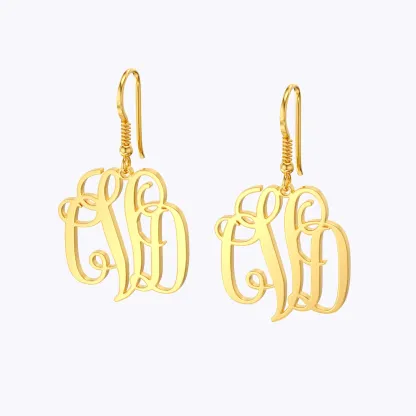 Personalized 1-3 Initials Vintage Earrings