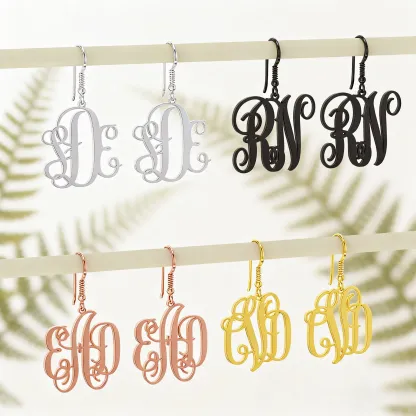 Personalized 1-3 Initials Vintage Earrings