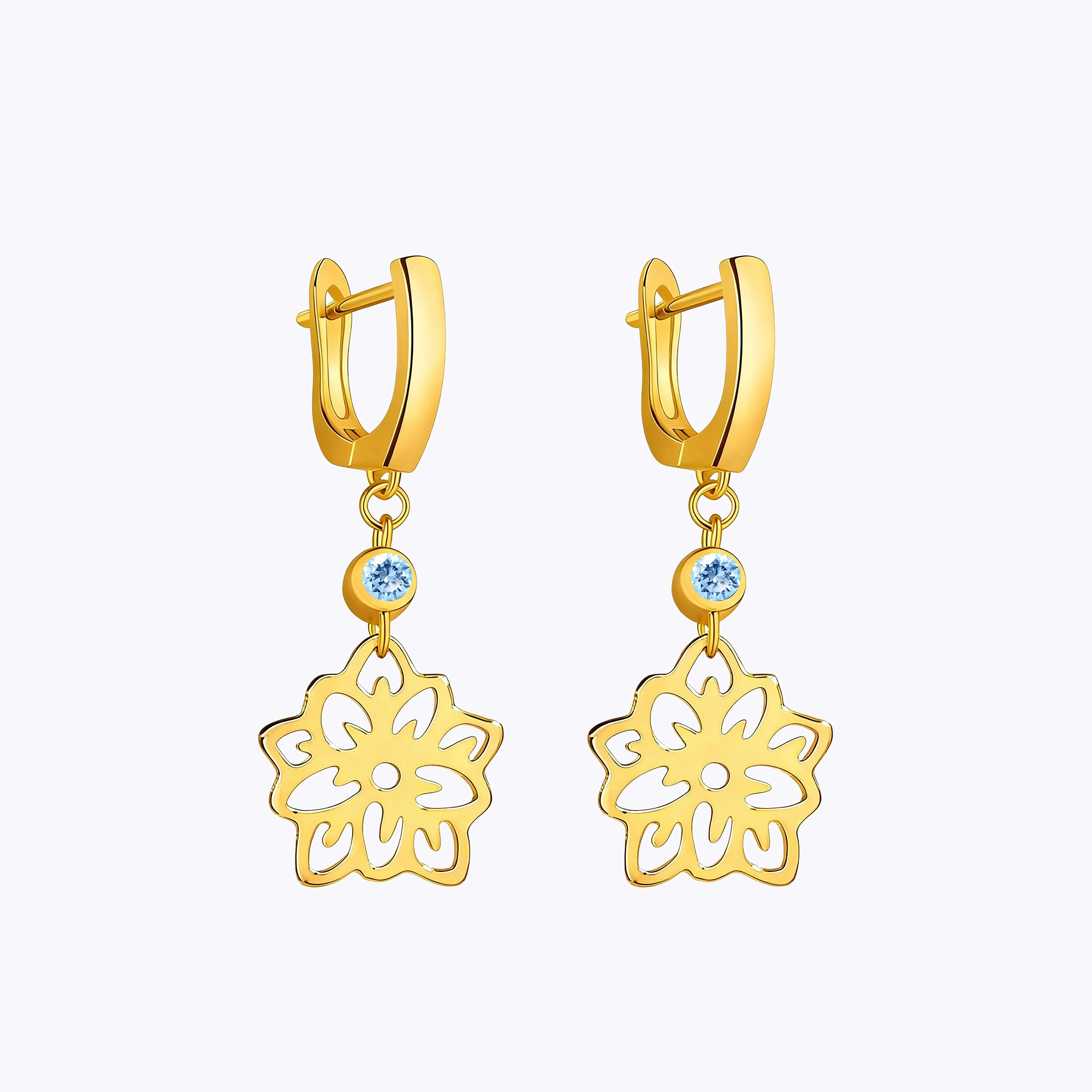 Personalized 1-3 Birth Flower & Birthstone  Dangle Earrings