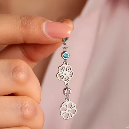 Personalized 1-3 Birth Flower & Birthstone  Dangle Earrings