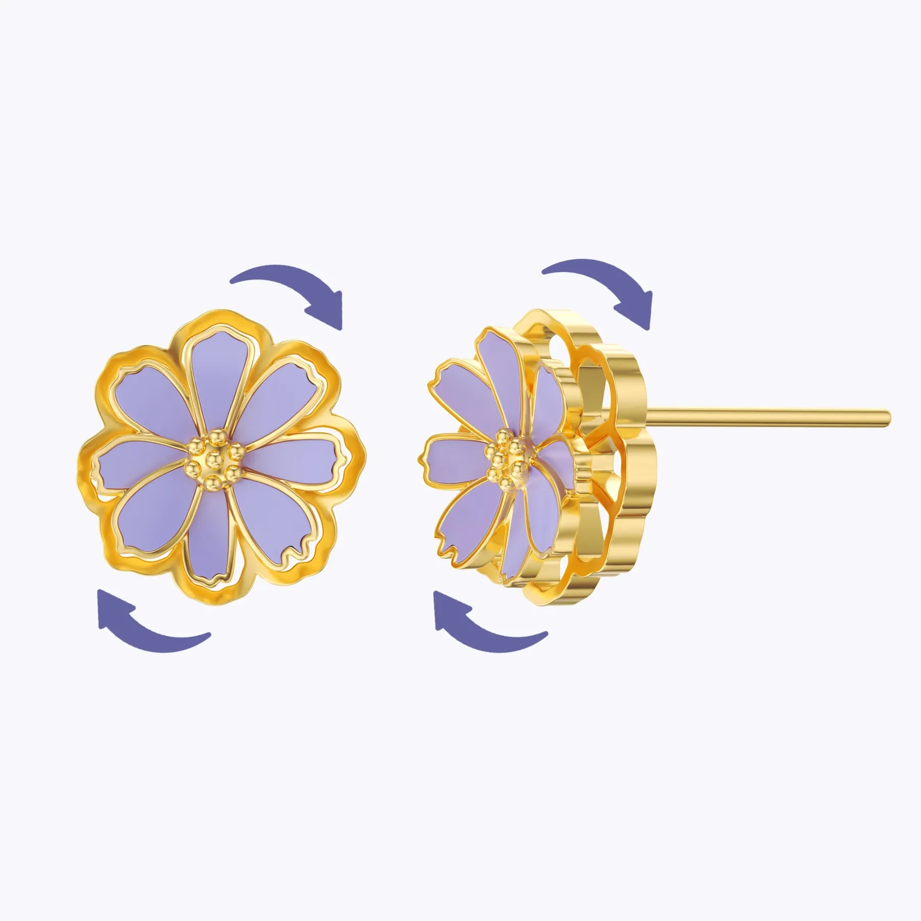 Whirling Blooms Collection Custom Spinning Birth Flower Studs