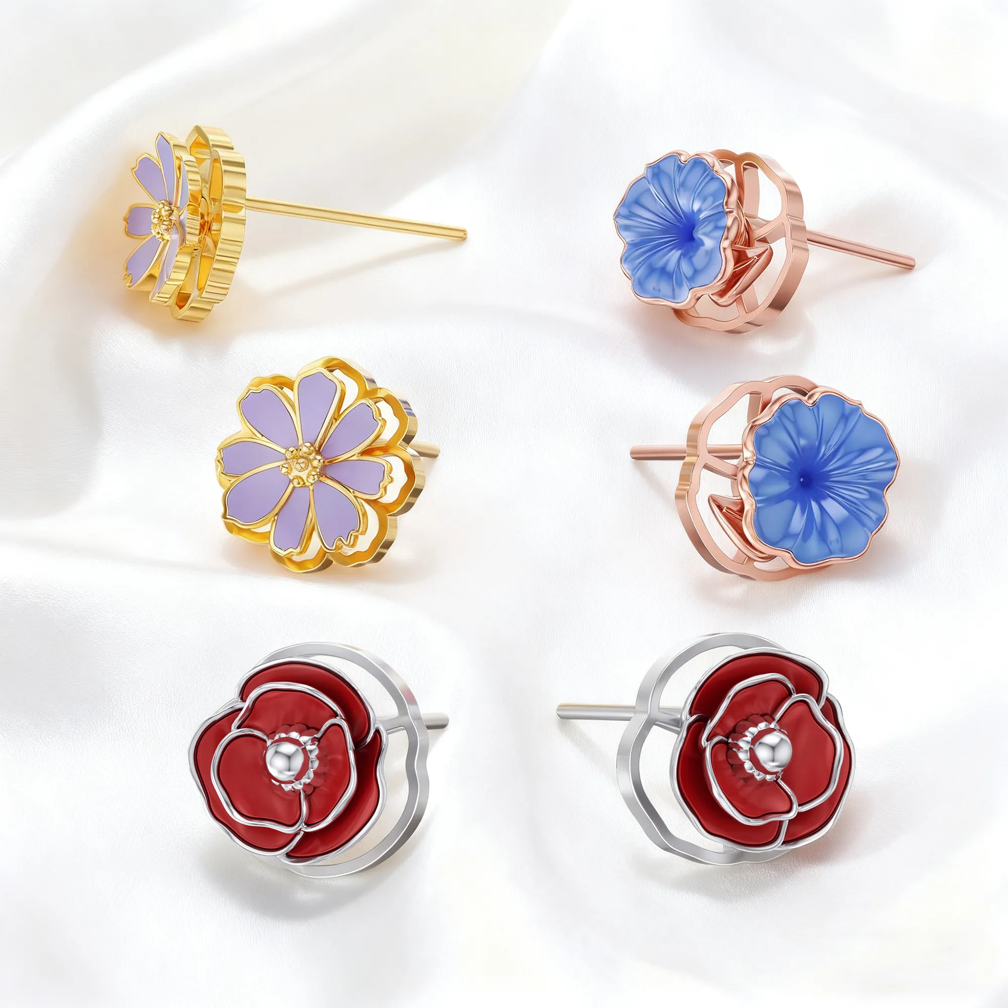 Whirling Blooms Collection Custom Spinning Birth Flower Studs