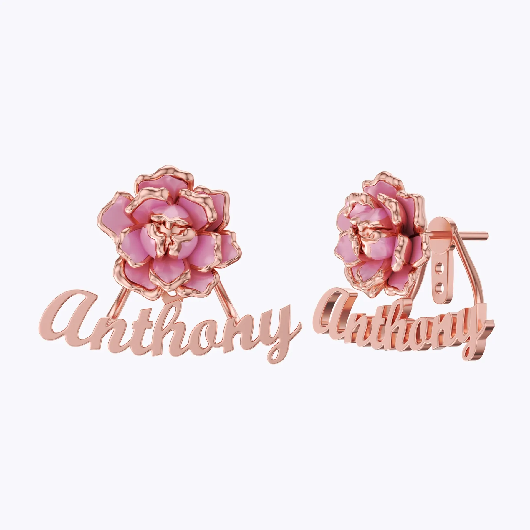 Whirling Blooms Collection Custom Spinning Birth Flower  Name Studs