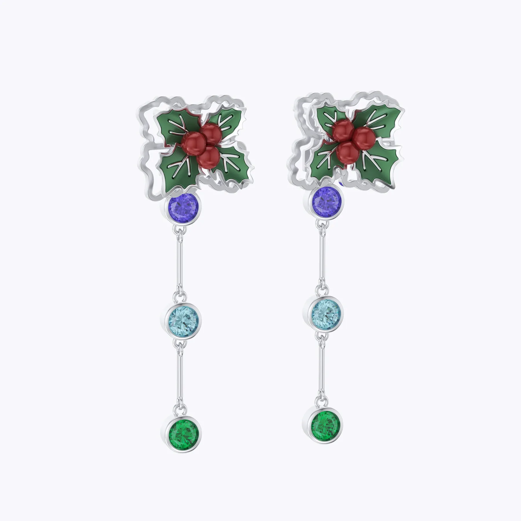 Custom Birth Flower Earrings with 1-8 Birthstone