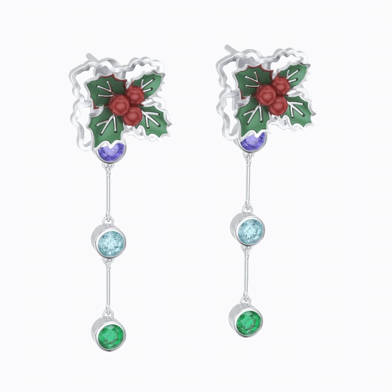 Whirling Blooms Collection Custom Birth Flower Earrings with 1-8 Birthstone
