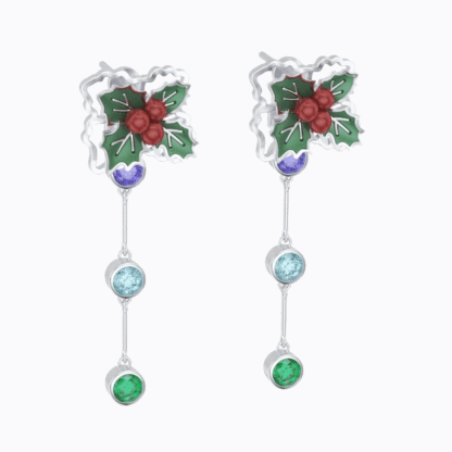Whirling Blooms Collection Custom Birth Flower Earrings with 1-8 Birthstone
