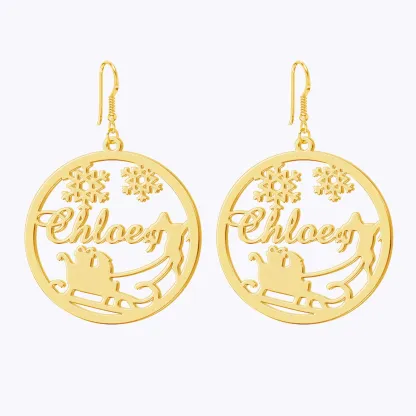 Custom Round Shape Christmas Earrings