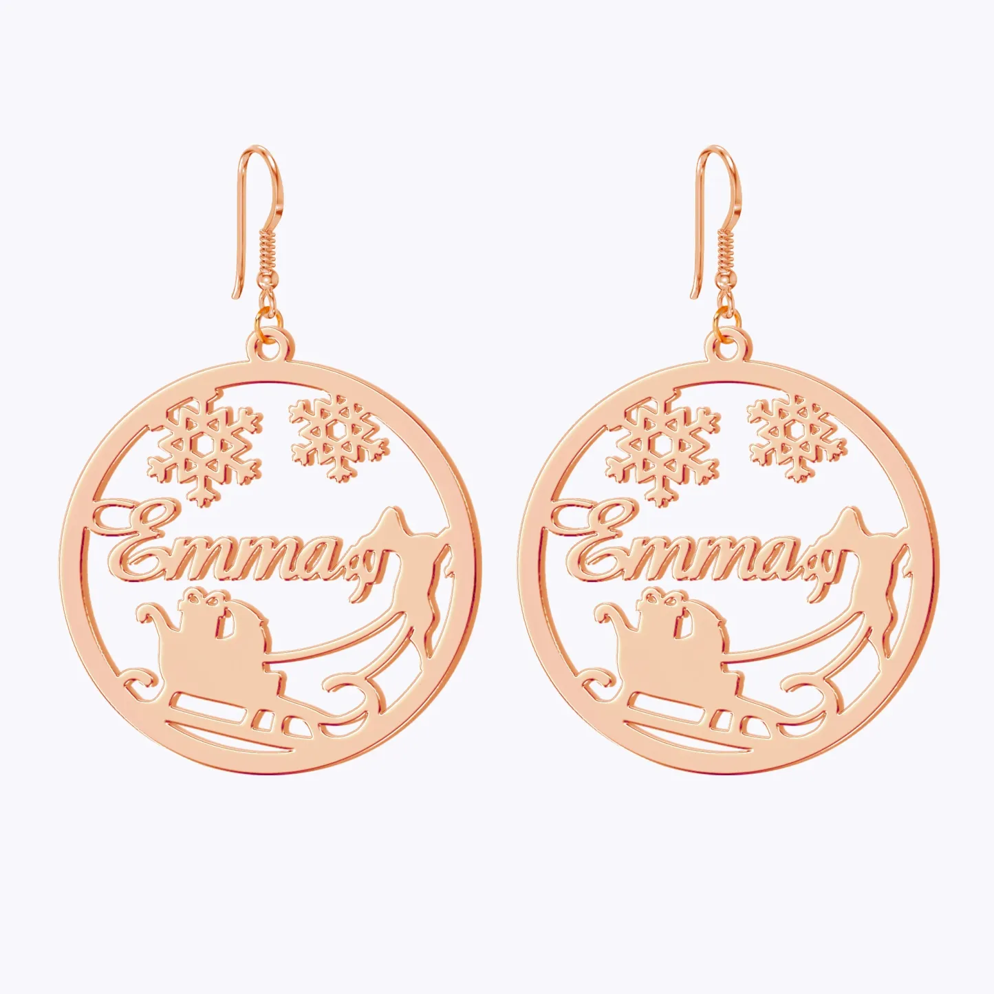 Custom Round Shape Christmas Earrings