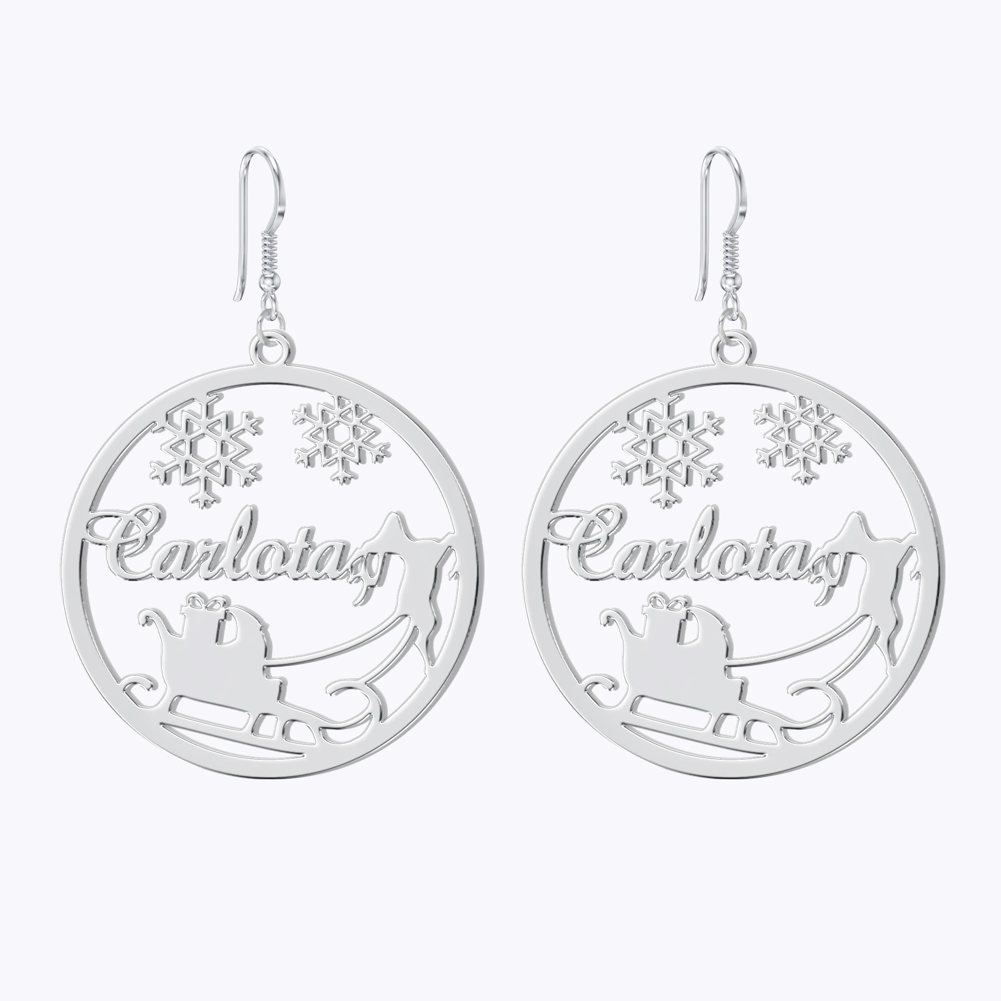 Custom Round Shape Christmas Earrings