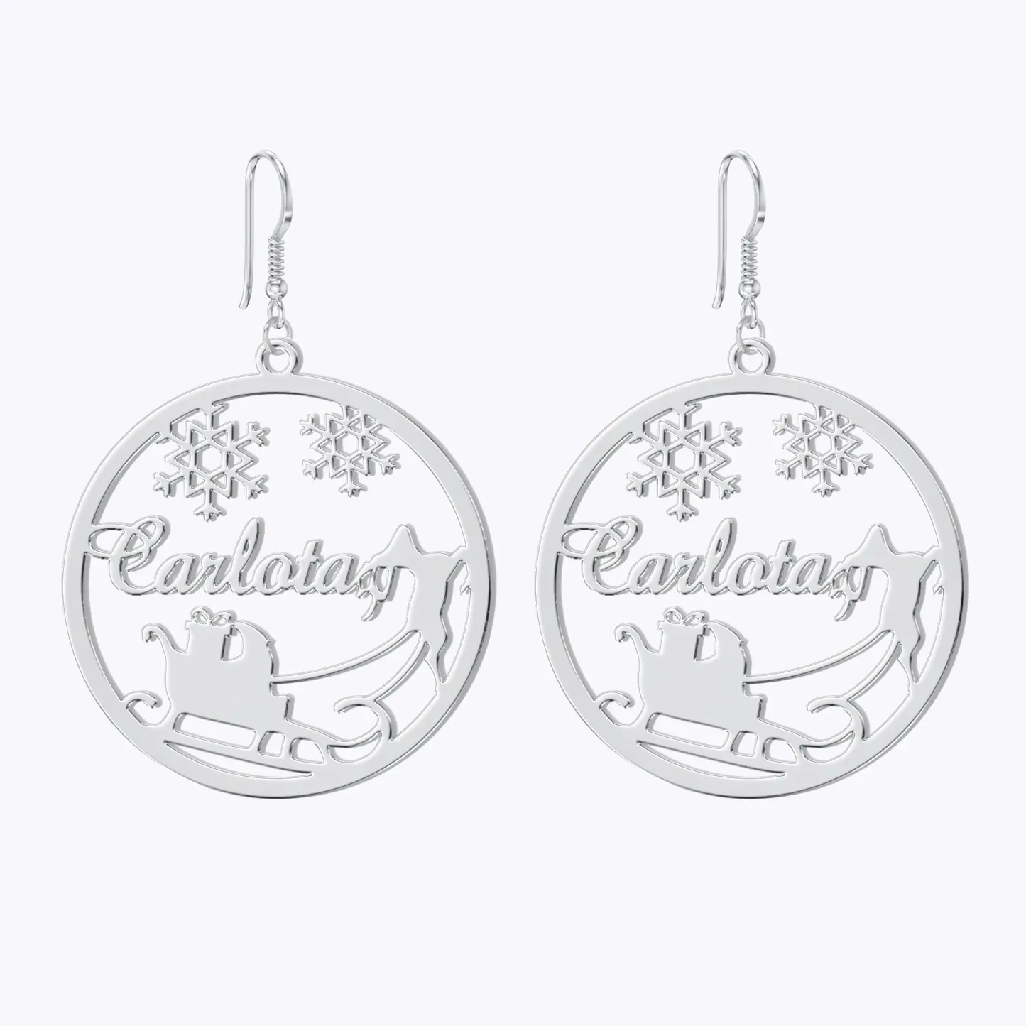 Custom Round Shape Christmas Earrings