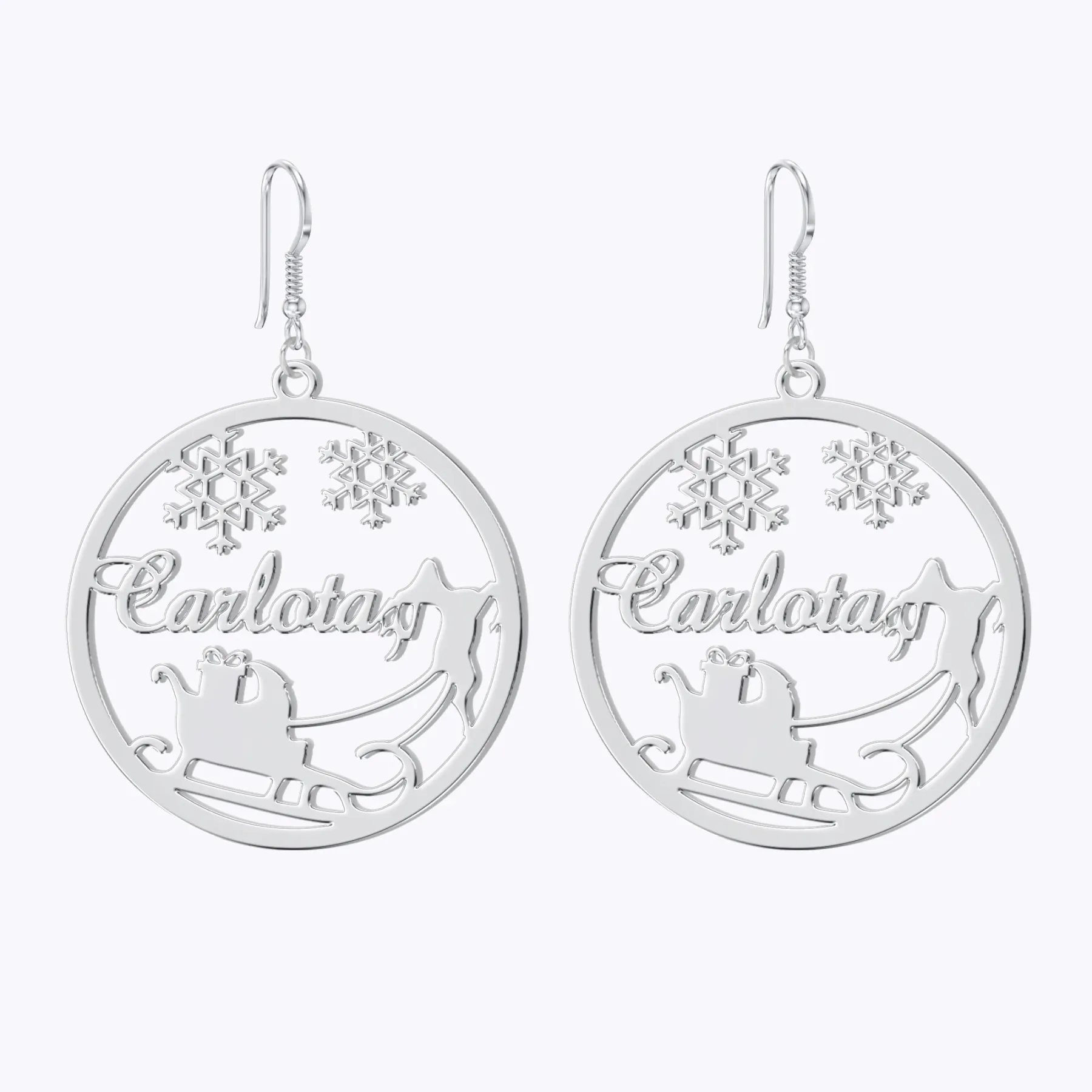 Custom Round Shape Christmas Earrings