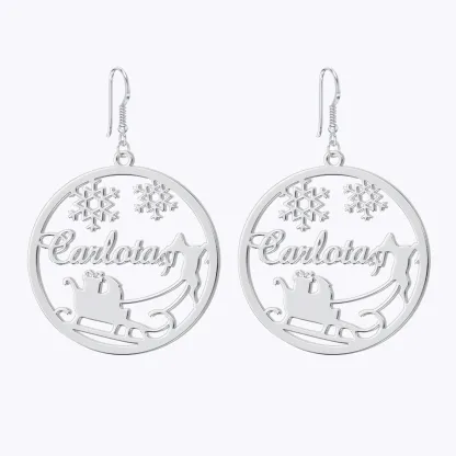 Custom Round Shape Christmas Earrings