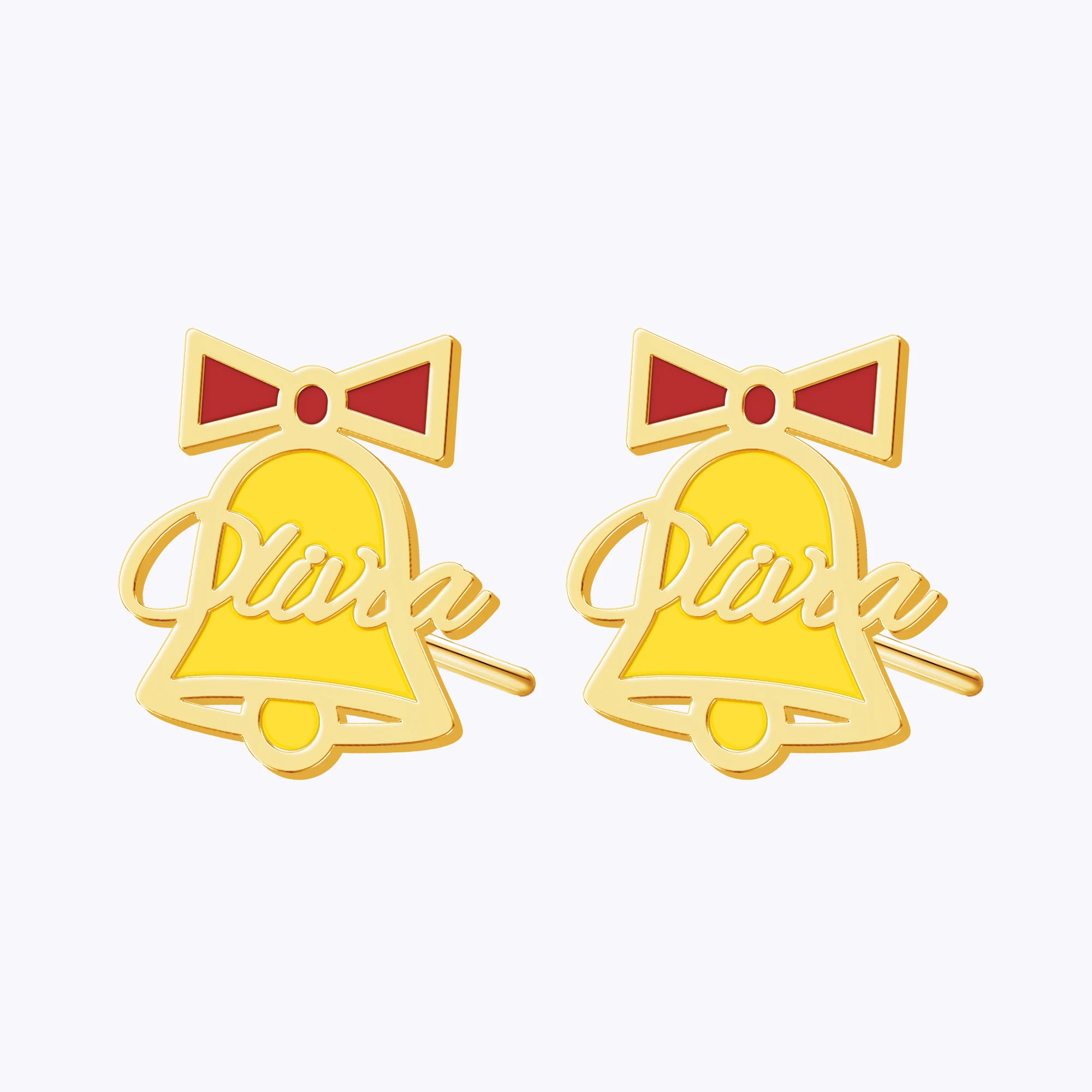Personalized Name Christmas Bell Studs