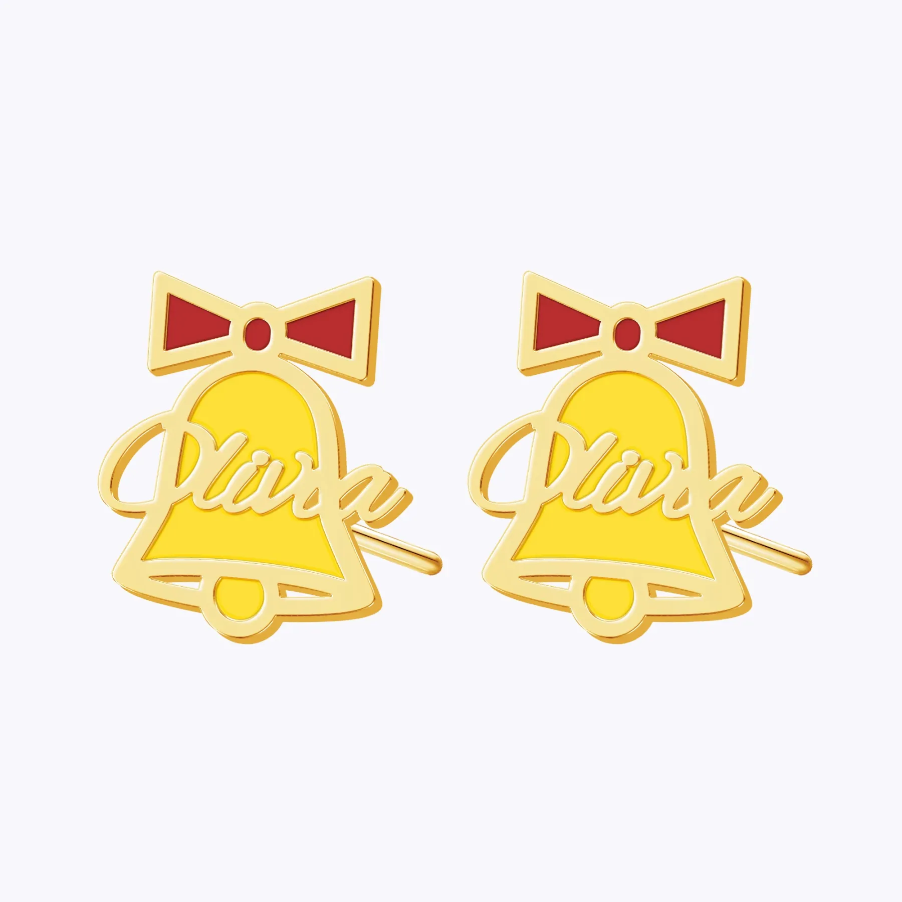 Personalized Name Christmas Bell Studs