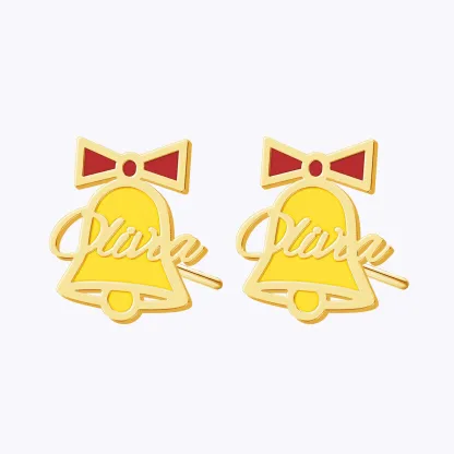 Personalized Name Christmas Bell Studs