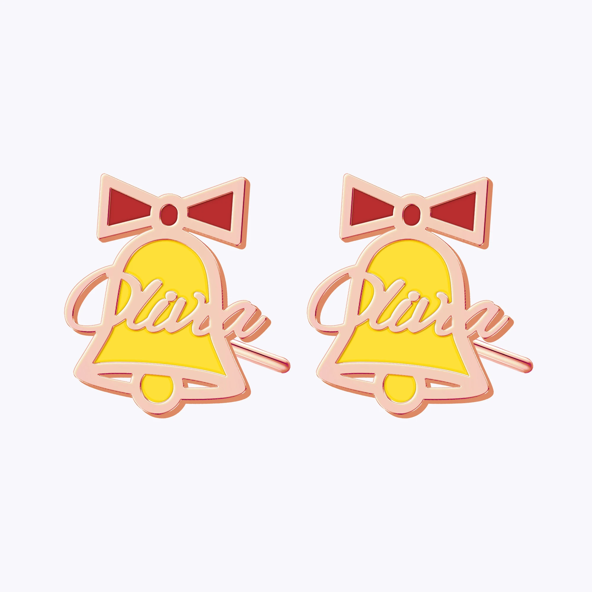 Personalized Name Christmas Bell Studs