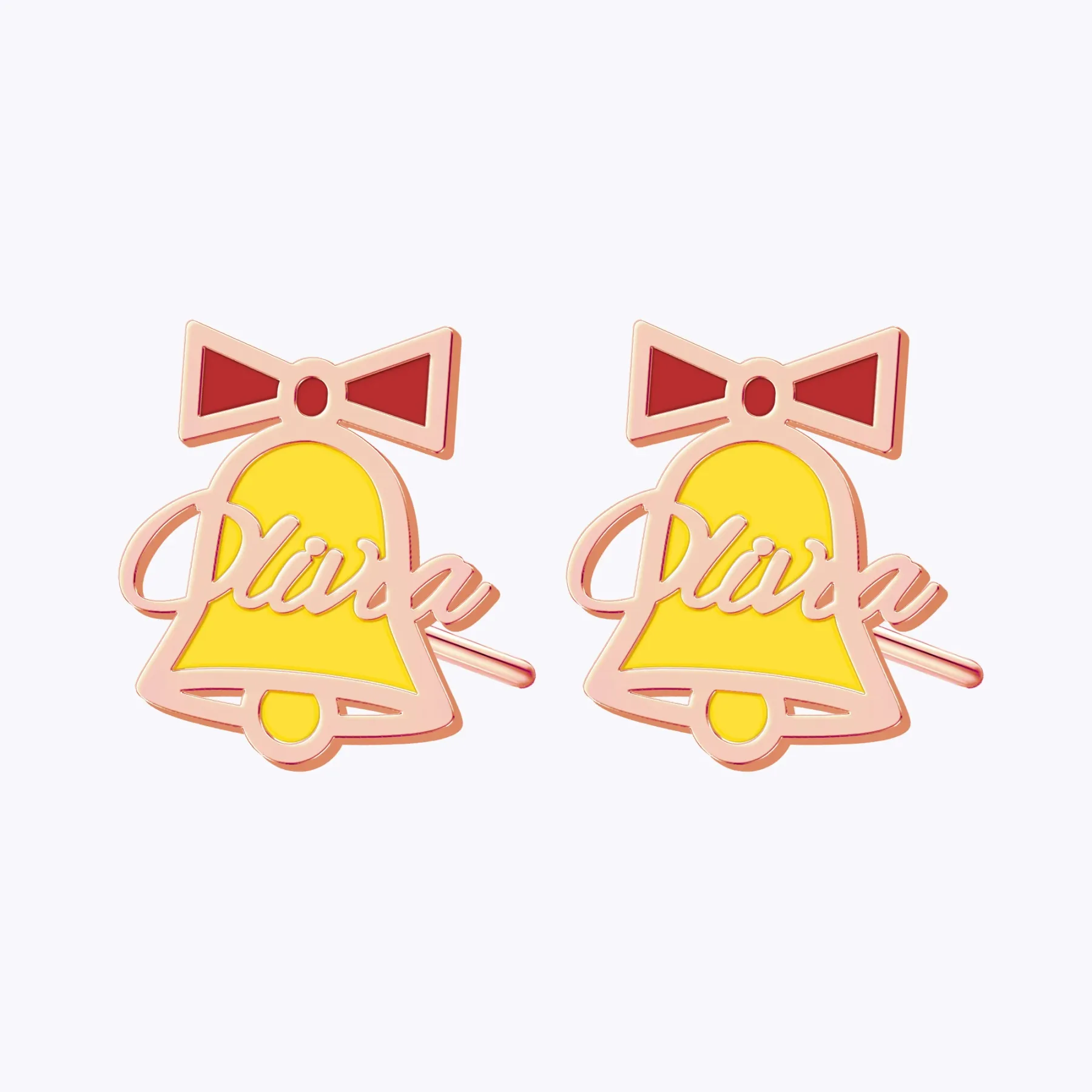Personalized Name Christmas Bell Studs