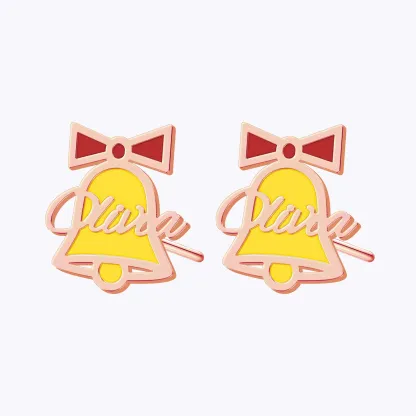 Personalized Name Christmas Bell Studs
