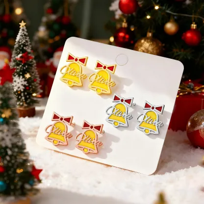 Personalized Name Christmas Bell Studs