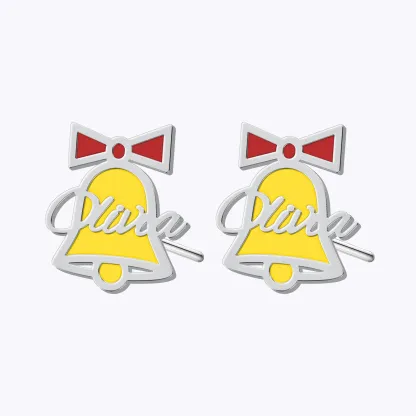 Personalized Name Christmas Bell Studs