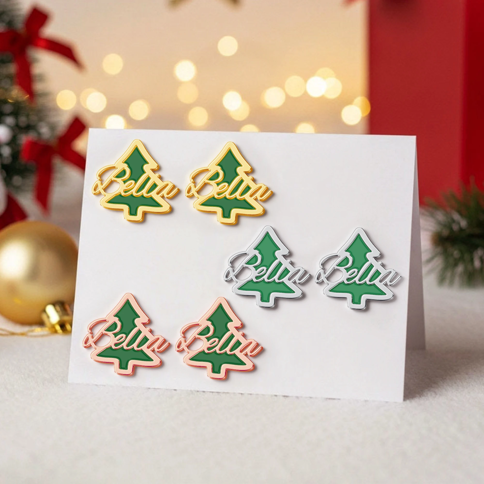 Personalized Name Christmas Tree Studs