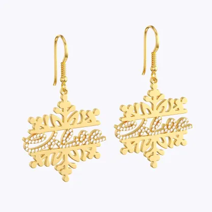 Custom Name Snowflake Earrings with Pavé Accents