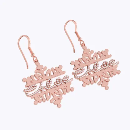 Custom Name Snowflake Earrings with Pavé Accents