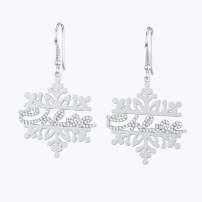 Custom Name Snowflake Earrings with Pavé Accents
