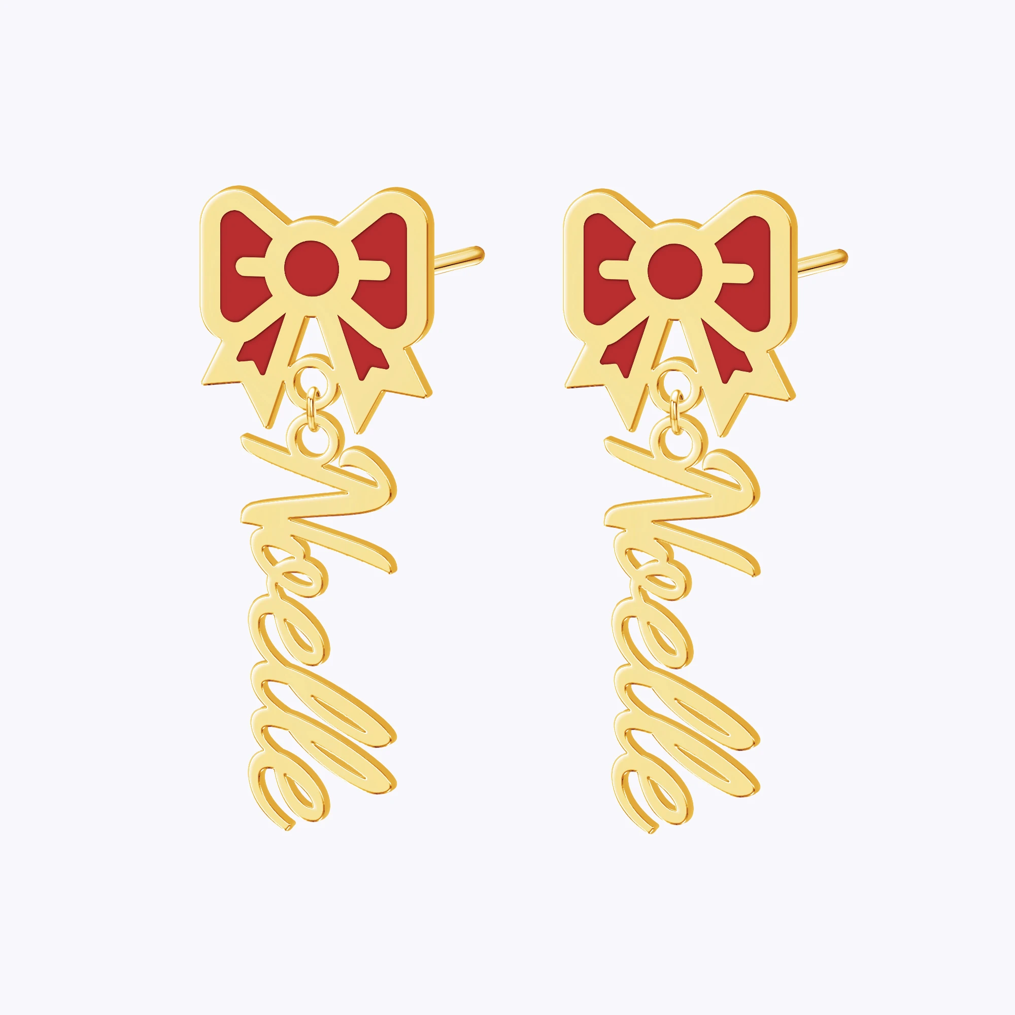 Personalized Name Bow Earrings