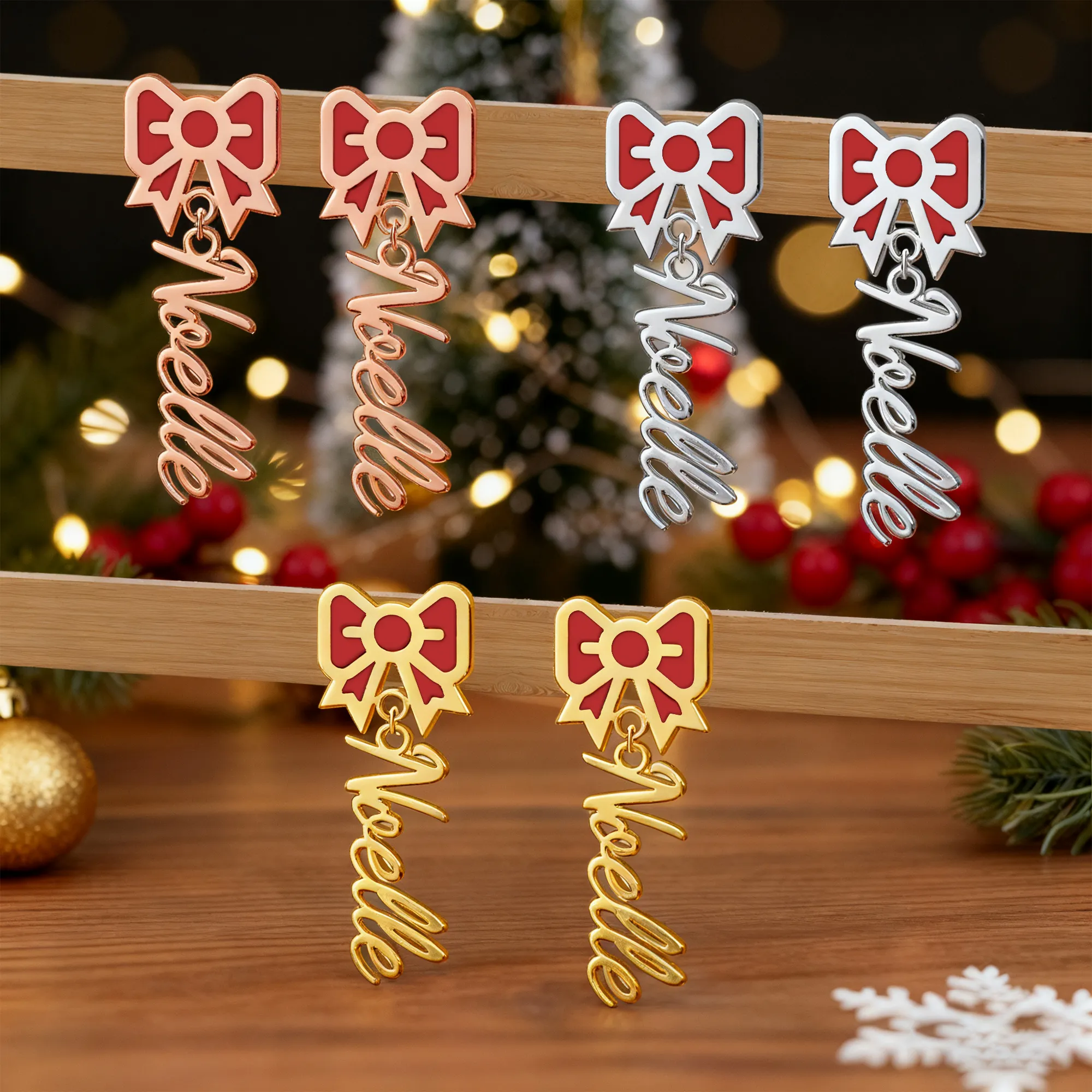 Personalized Name Bow Earrings