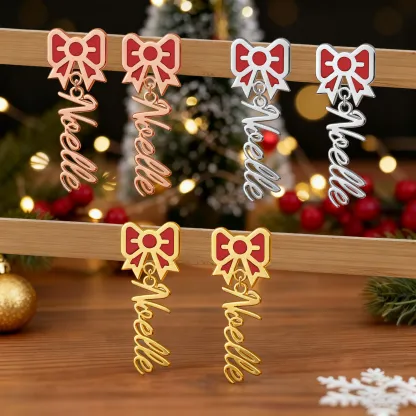 Personalized Name Bow Earrings