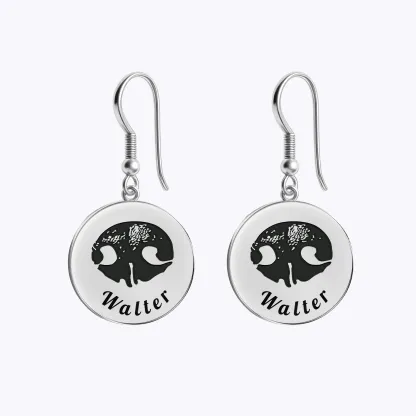 Custom Dog Cat Nose Print Round Disc Pendant Earrings