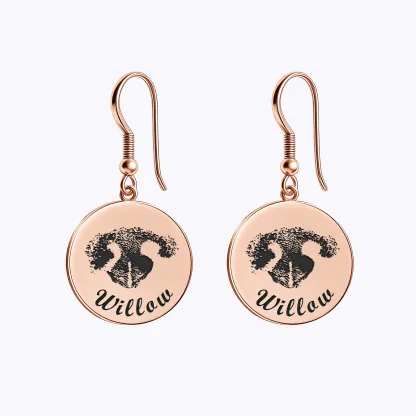 Custom Dog Cat Nose Print Round Disc Pendant Earrings