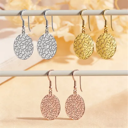 Custom Dog Cat Nose Print Oval Shape Pendant Earrings with Name