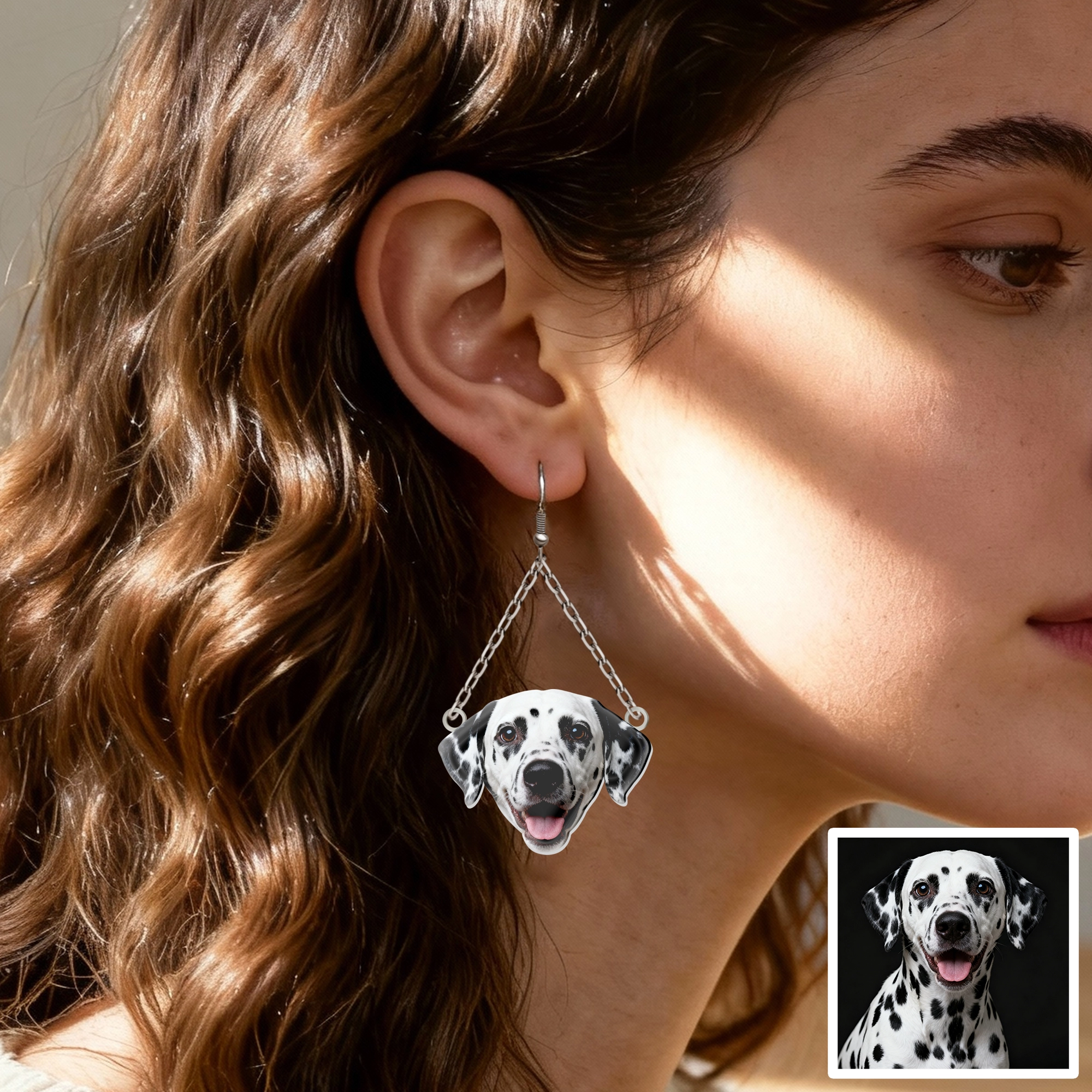 Custom Cat Dog Face Photo Earrings