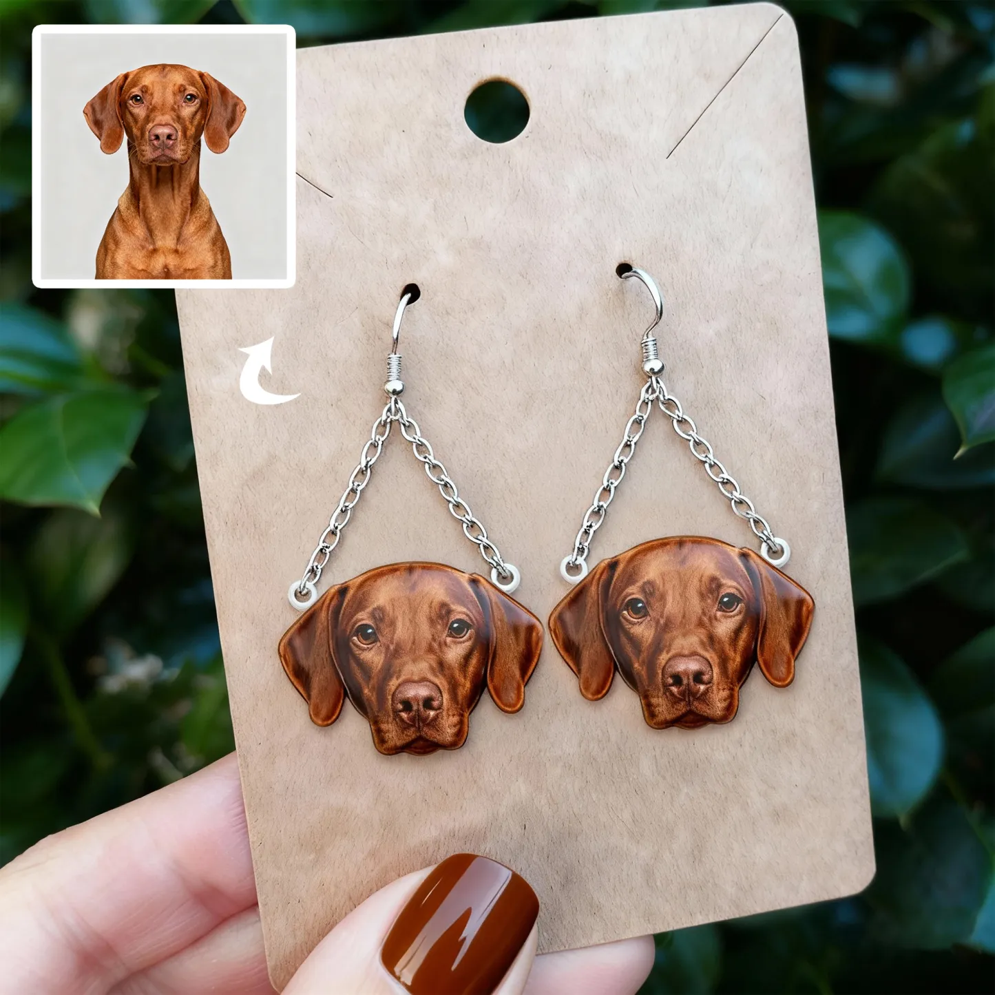 Custom Cat Dog Face Photo Earrings