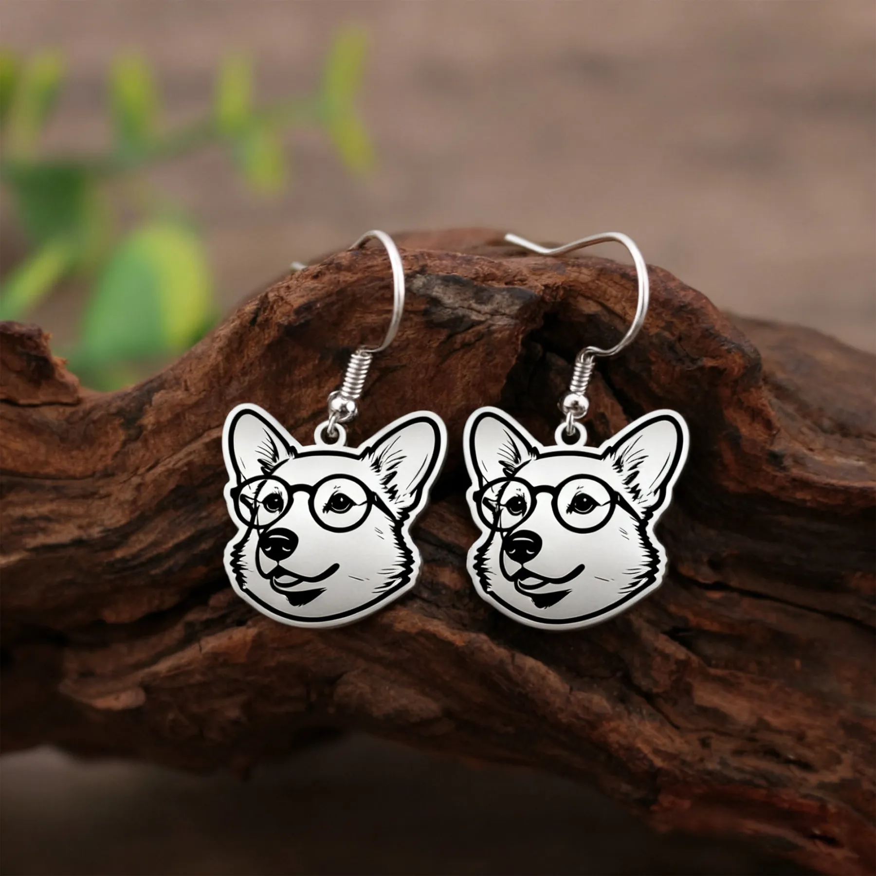 Custom Engraved Cat Dog Face Photo Earrings