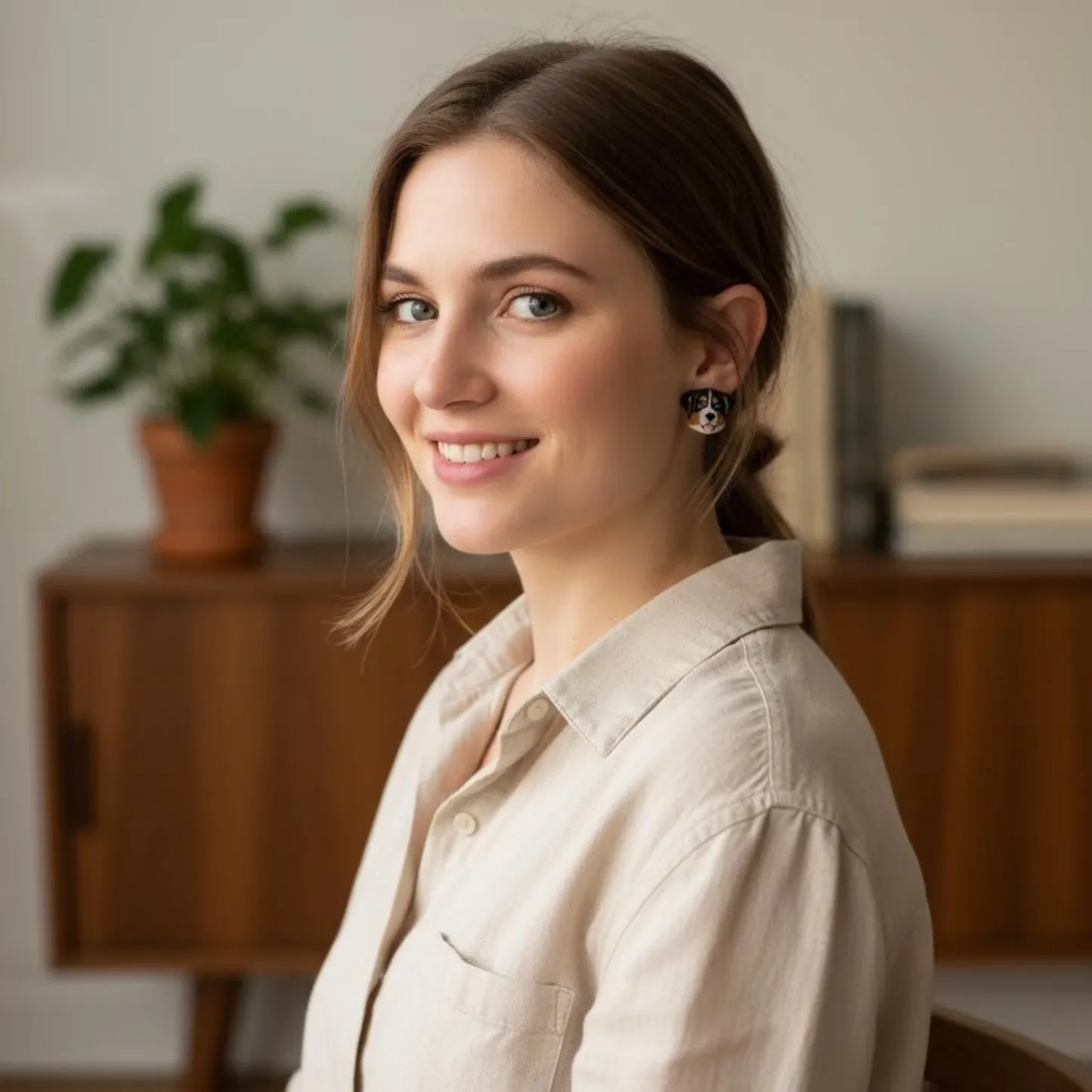 Custom 3D Handmade Ceramic Dog Cat Pet Face Earrings