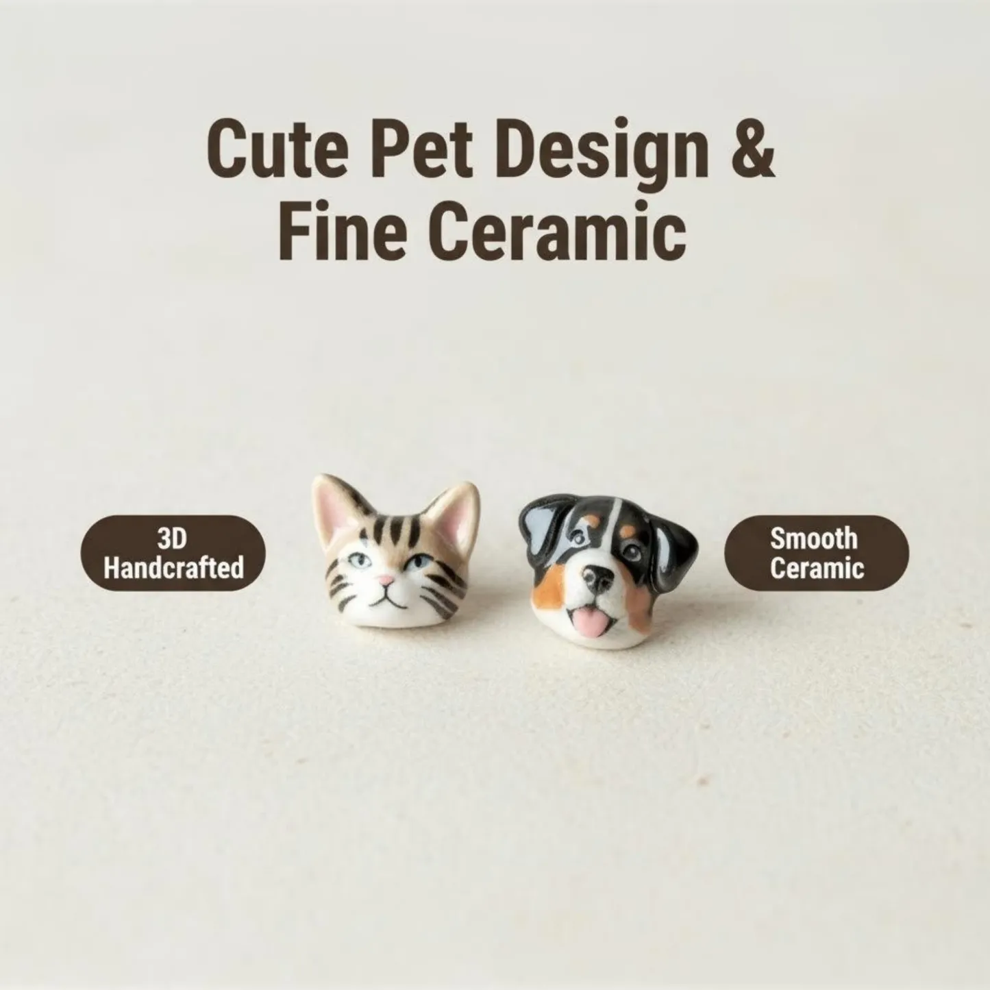 Custom 3D Handmade Ceramic Dog Cat Pet Face Earrings